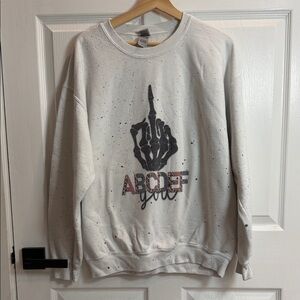 Gildan White Crewneck Sweater with Graphic Design